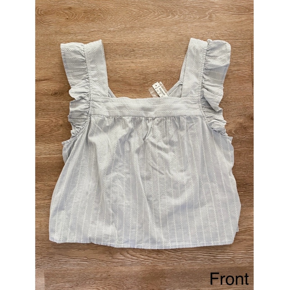 Madewell Cotton Shirt with ruffle half sleeve detail.